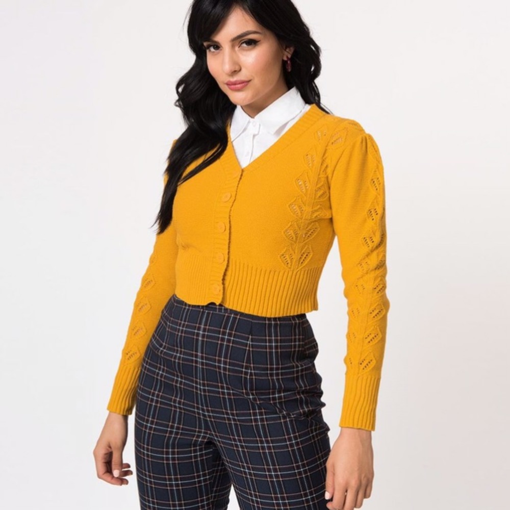 1940s Mustard Yellow Cropped Cardigan